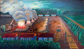 Obóz w Bełżcu. Jedno z malowideł Wacława Kołodziejczyka.