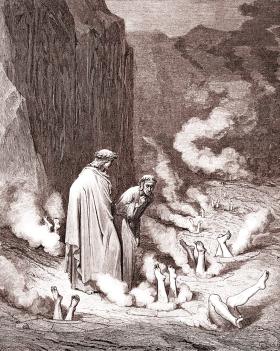 Jedna z cyklu ilustracji XIX- wiecznego grafika G. Doré do „Boskiej Komedii” Dantego.