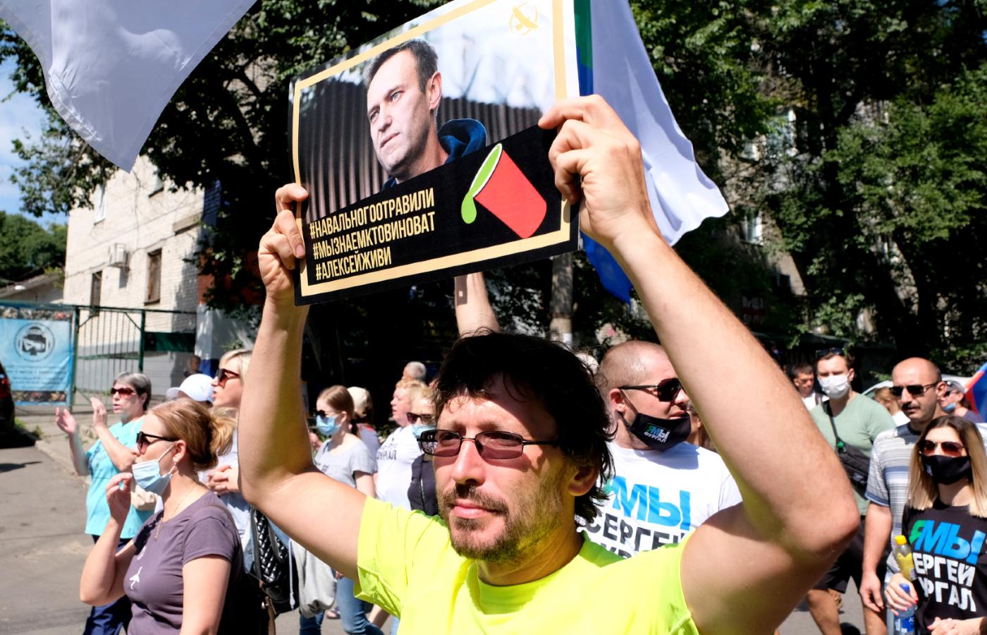 Wiec poparcia dla Aleksieja Nawalnego w Chabarowsku. „Nawalny został otruty. Wiemy, kto jest winny”.