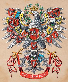 Polski orzeł na pocztówce wydanej w 1905 r. w Krakowie.