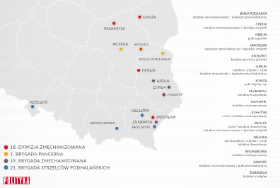 Mapa rozmieszczenia 18. dywizji zmechanizowanej