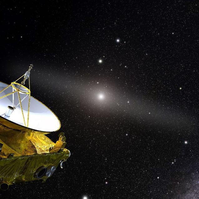 Artystyczna wizja sondy New Horizons gdzieś daleko w Układzie Słonecznym.