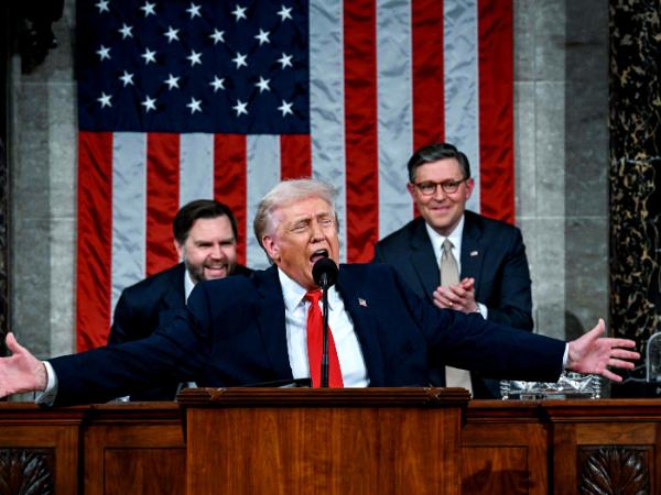 Donald Trump wygłasza orędzie o stanie państwa przed Kongresem USA, 24 lutego 2026 r.