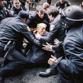 Deepfake to jedna z metod dezinformacji. Polega na tworzeniu fałszywych zdjęć za pomocą sztucznej inteligencji. Tu sceny z rzekomego aresztowania byłego prezydenta USA Donalda Trumpa.