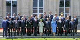 Przedstawiciele USA, Europy i Rosji podczas obchodów 70-lecia lądowania aliantów w Normandii.