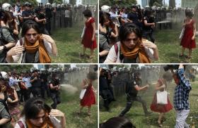 Kobieta w czerwonej sukience stała się symbolem tureckiego protestu.
