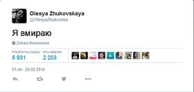 Twitterowy profil Ołesii Żukowskaja