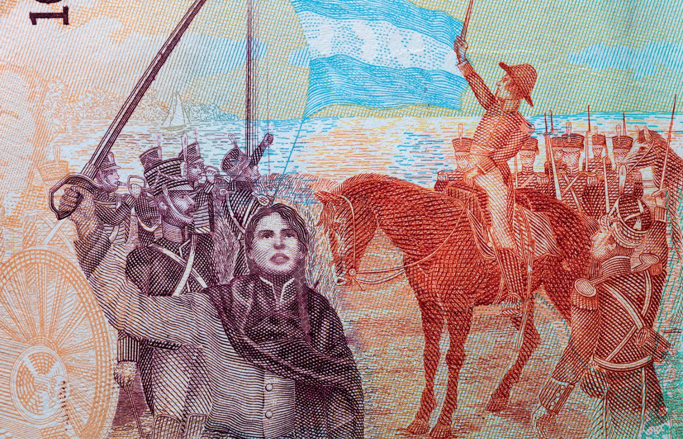 Juana Azurduy de Padilla na banknocie 10 pesos, Argentyna.