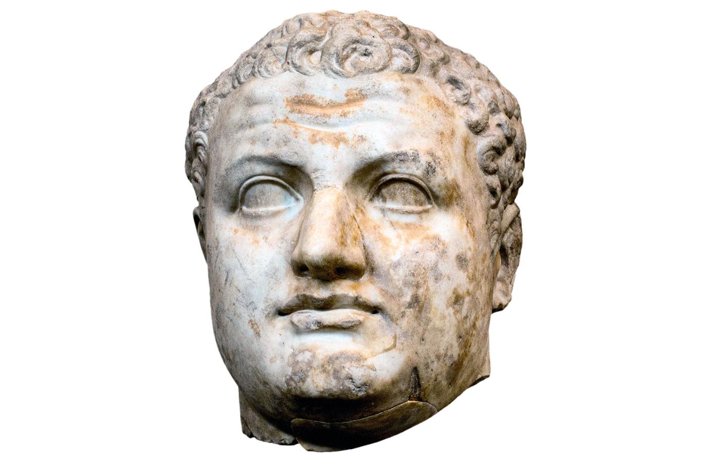Kolosalna głowa to jedyny zachowany fragment statuy Tytusa, która musiała mieć ponad 3 m wysokości.