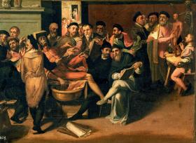 Lekcja anatomii dla malarzy, obraz z kręgu Bartolomea Passarottiego (1529–92)