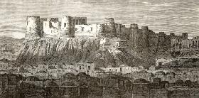 Cytadela w Heracie, którą szturmował Izydor Borowski, rycina z XIX w.