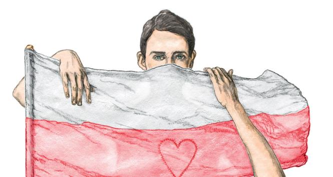 Kobieta z flagą Grynia