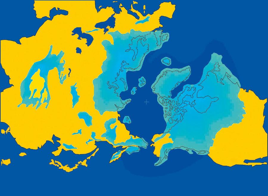 Zasięg lądolodów na półkuli północnej podczas maksymalnej fazy ostatniego zlodowacenia przed mniej więcej 20 tys. lat.