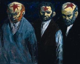 Marek Oberländer, „Napiętnowani”, jeden z obrazów prezentowanych na wystawie „Arsenał 55”.