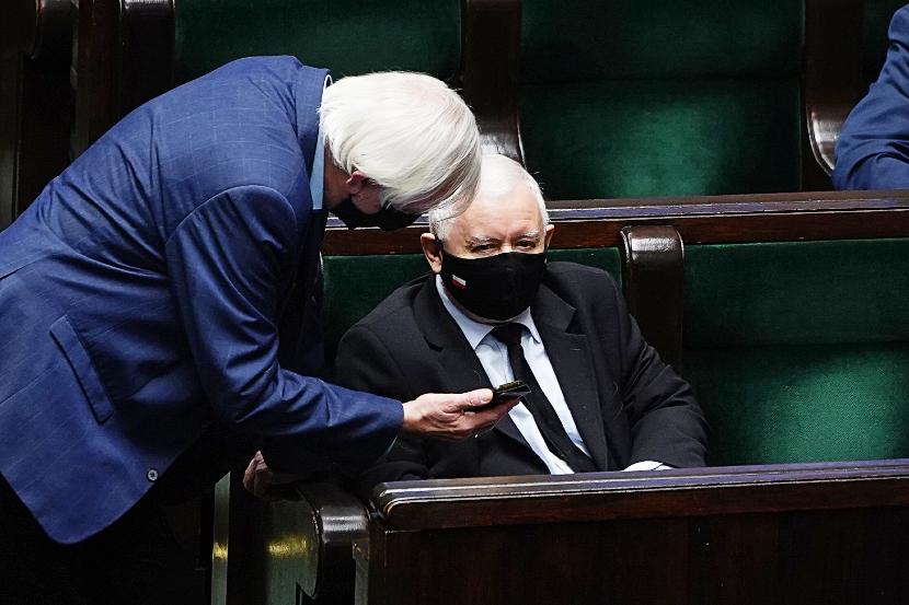 Jarosław Kaczyński i Ryszard Terlecki. Posiedzenie Sejmu, 18 listopada 2020 r.