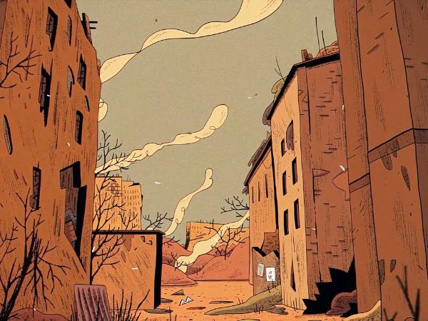 Plansza z komiksu „Bajka na końcu świata”