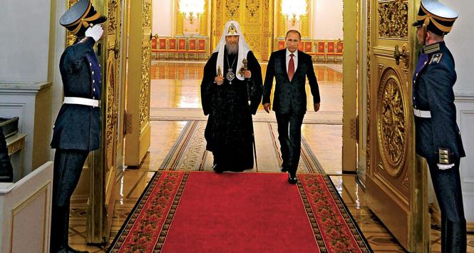 Patriarcha moskiewski i całej Rusi Cyryl I z prezydentem Władimirem Putinem na Kremlu