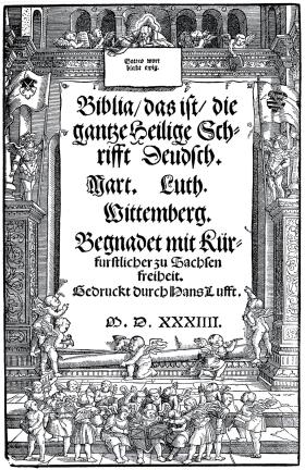 Tytułowa strona pierwszej edycji Biblii Marcina Lutra, 1534 r.