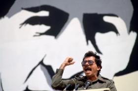 Daniel Ortega, lider sandinistów, najpierw demokratyczny prezydent (1985-90), teraz modelowy caudillo (od 2007 r.), 1984 r.