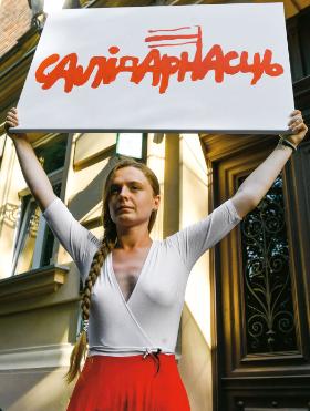 Opozycjonistka Jana Shostak podczas protestu „Krzyk dla Białorusi” w Krakowie, 4 czerwca.