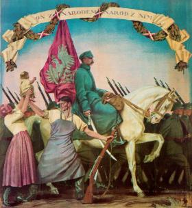 „On z Narodem, Naród z Nim”; plakat z lat 20.