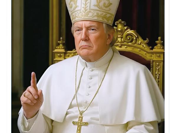 Wygenerowany przez AI Donald Trump w papieskich szatach