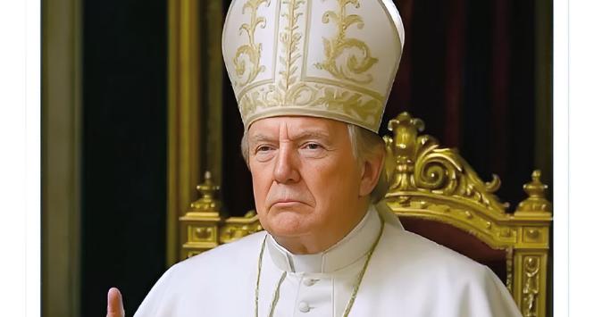 Wygenerowany przez AI Donald Trump w papieskich szatach