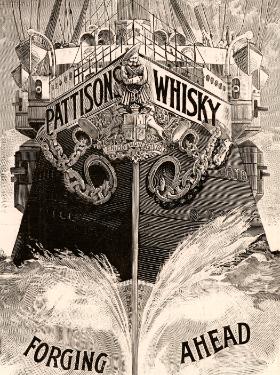 Reklama whisky produkowanej przez braci Pattisonów.