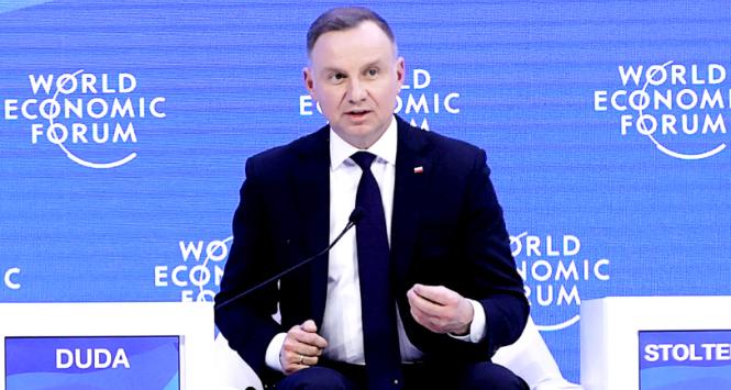 Andrzej Duda podczas Światowego Forum Gospodarczego w Davos, 18 stycznia 2023 r.