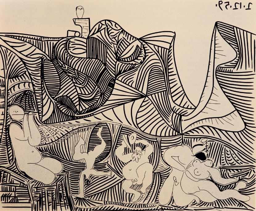 Pablo Picasso, „Bachanalia z parą kochanków i sową” (1959).