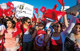 Demonstracja z okazji Dnia Kobiet w Tunisie.