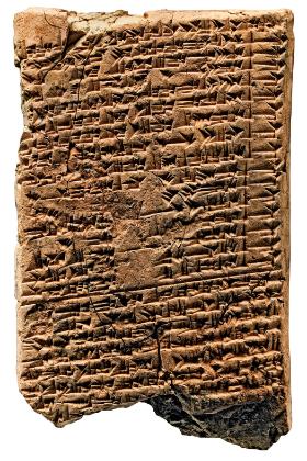 Gliniana tabliczka zapisana klinami z książnicy Asurbanipala w Niniwie.