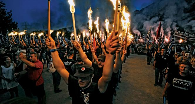 Manifestacja Złotego Świtu w Termopilach.