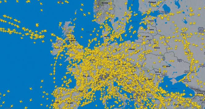 Fragment strony serwisu Flightradar24