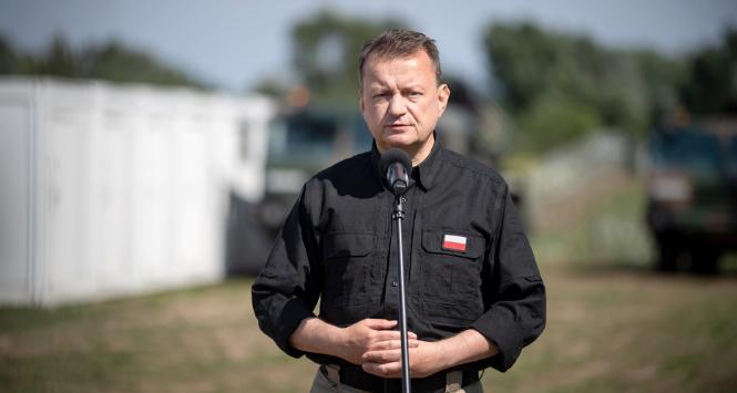 Minister obrony narodowej w rządzie PiS Mariusz Błaszczak. Olecko, 29 sierpnia 2023 r.