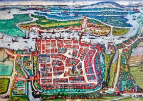 Najstarszy zachowany widok Szczecina; ręcznie kolorowany miedzioryt z 1630 r.