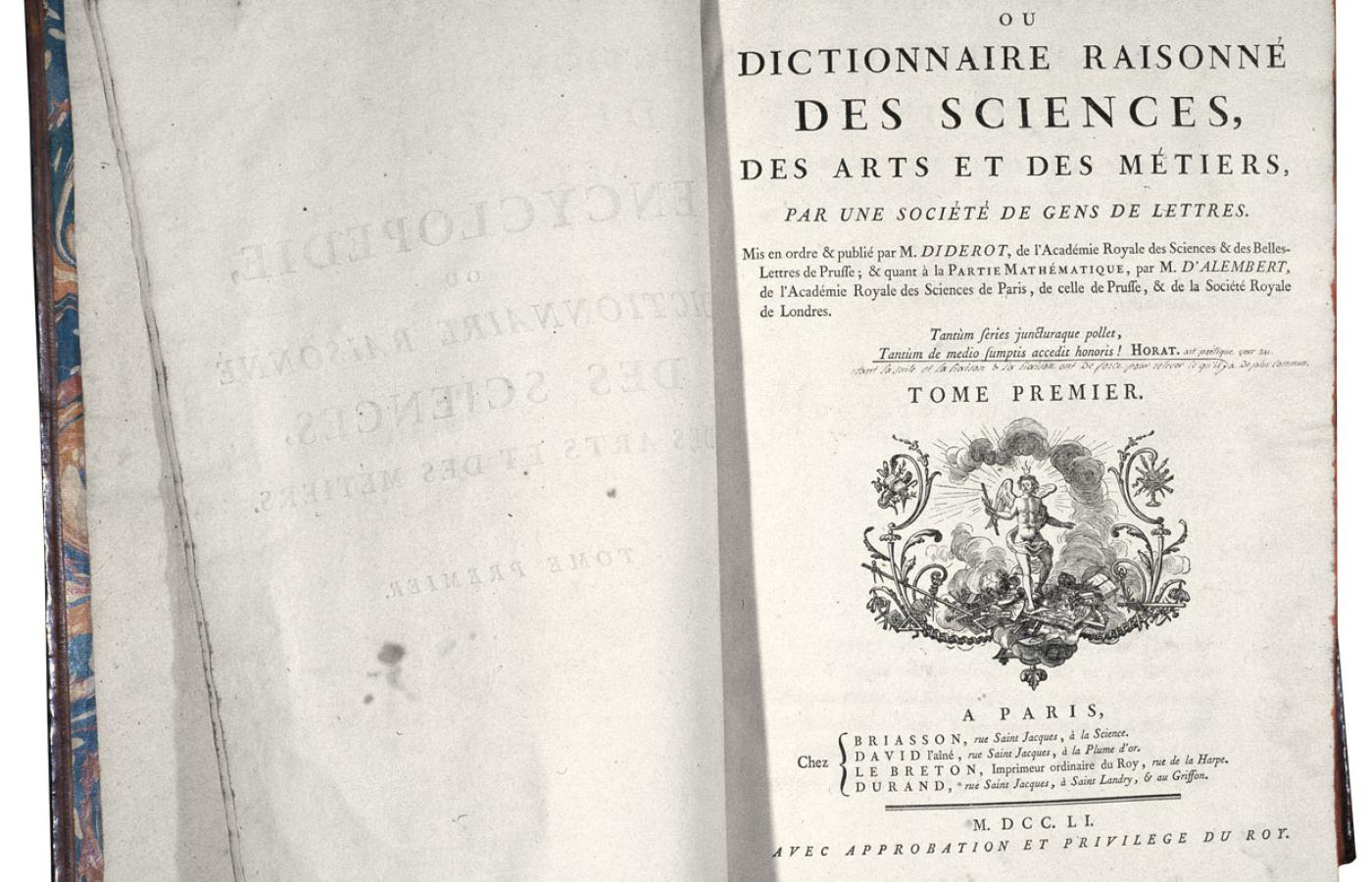 „Encyklopedia”, strona tytułowa pierwszego wydania, 1751 r.