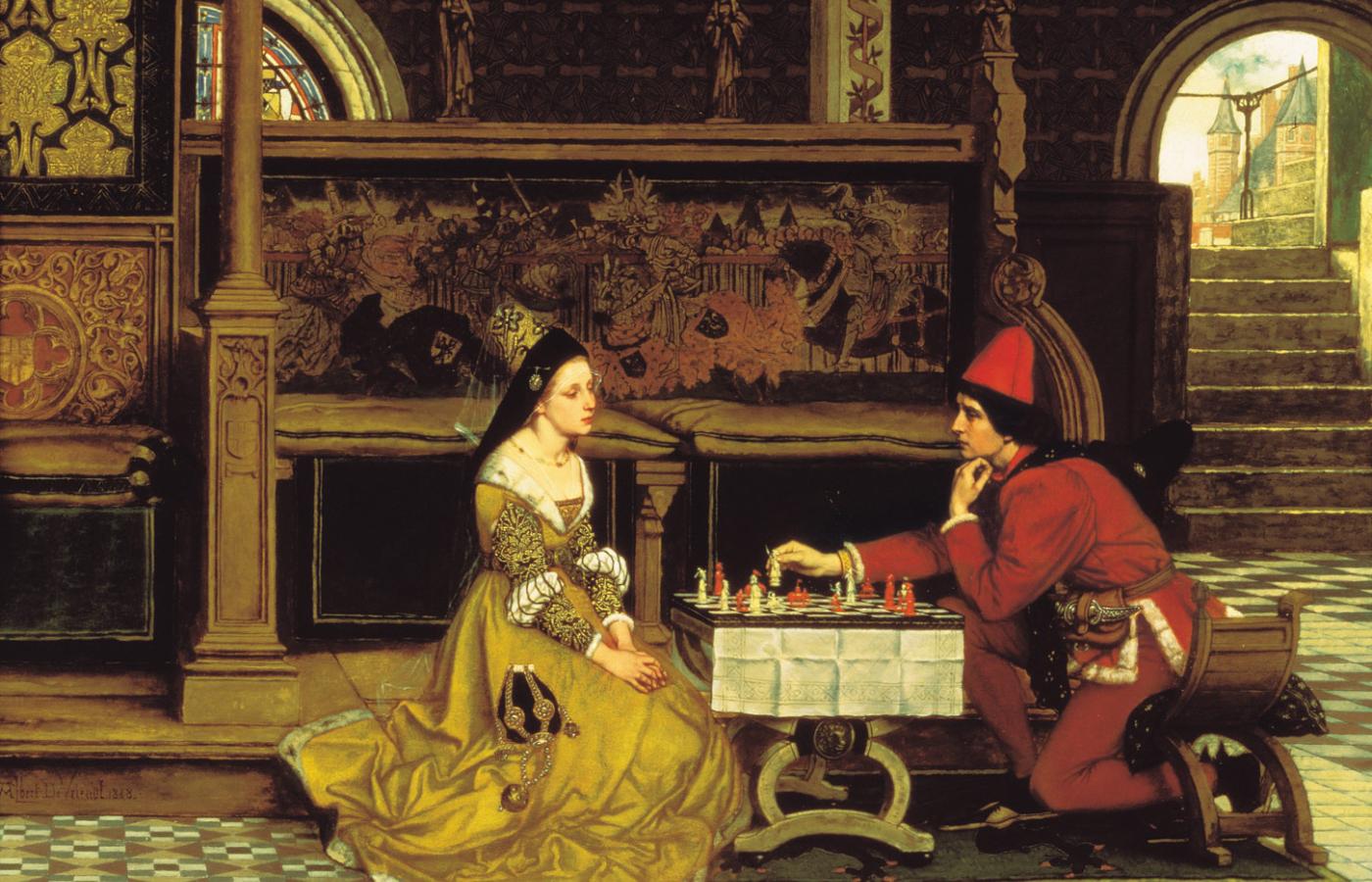 „Gra w szachy” - popularna średniowieczna rozrywka (obraz nieznanego autora).