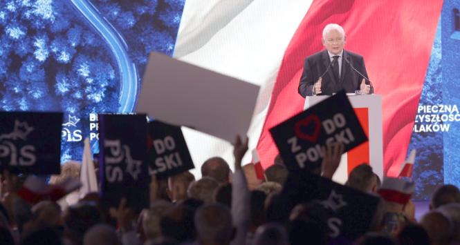 Prezes PiS Jarosław Kaczyński podczas partyjnej konwencji w Końskich. 9 września 2023 r.