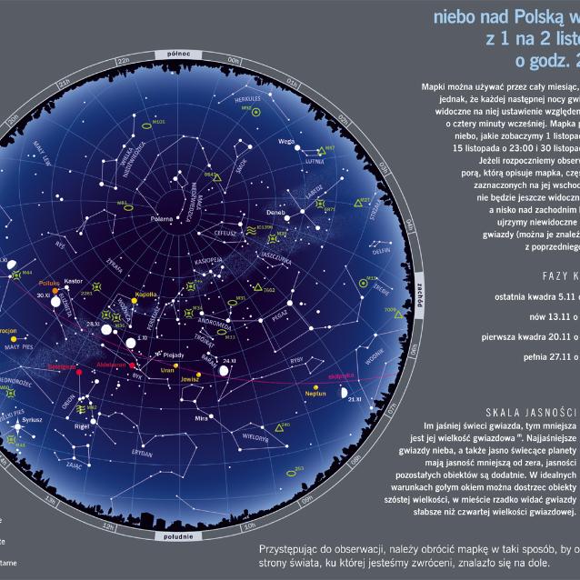Niebo nad Polską w nocy z 1 na 2 listopada o godz. 24:00.