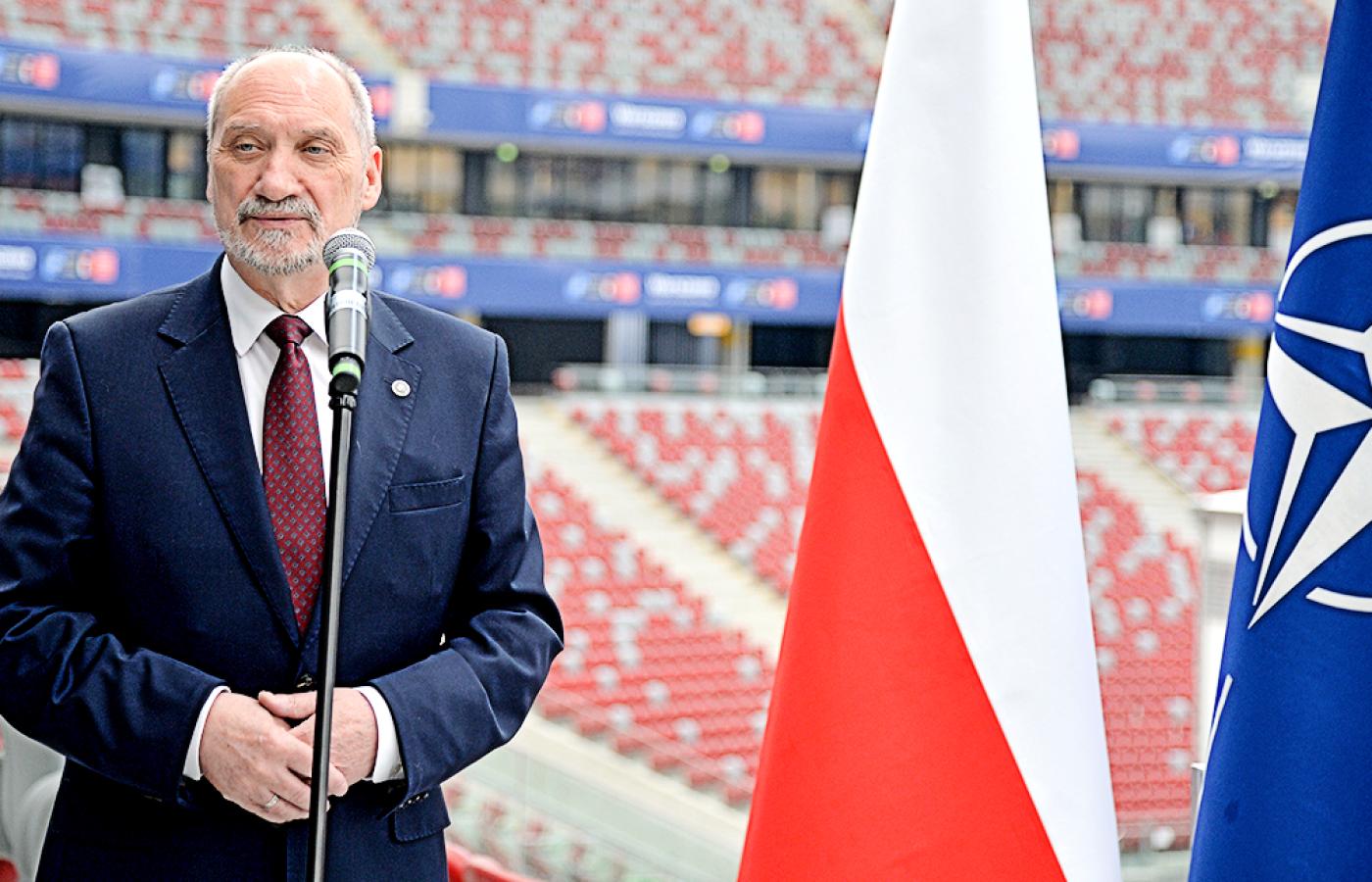 Antoni Macierewicz (wówczas minister obrony), spotkanie przed szczytem NATO w Warszawie, Stadiony Narodowy, 20 czerwca 2016 r.