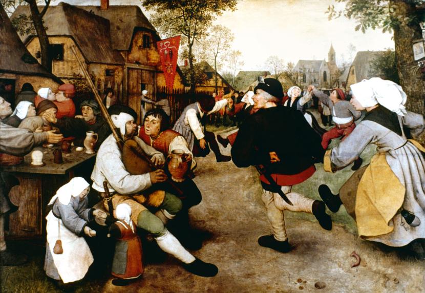 Na wiejskie biesiady zjeżdżała się cała okolica. Gospodarz miał się czym pochwalić (Peter Breughel starszy, „Taniec chłopski”, 1569).