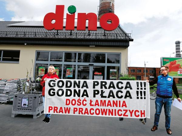 Sochaczew, ogólnopolski protest pracowników sklepów sieci Dino