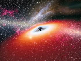 Czarne dziury są jednym z najbardziej intrygujących obiektów we Wszechświecie. Artystyczna wizja czarnej dziury w centrum młodej galaktyki.