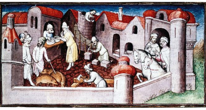 Miniatura z „Opisania świata”, relacji z 17-letniej podróży, jaką odbył Wenecjanin Marco Polo na dwór Kubilaj-chana (Wielki Chan Mongołów 1260–94, cesarz Chin 1271–94), 1298 r.