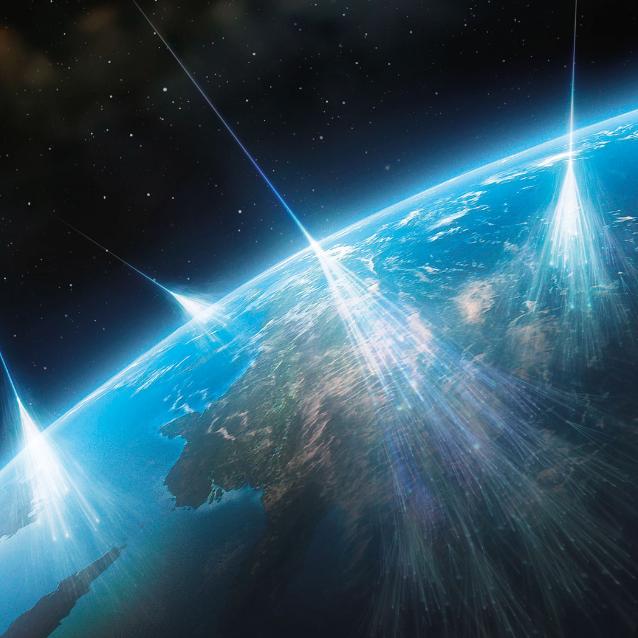 Gdy wysokoenergetyczna cząstka z kosmosu uderza w atmosferę, powstają kaskady cząstek zawierające głównie fotony, elektrony i miony.