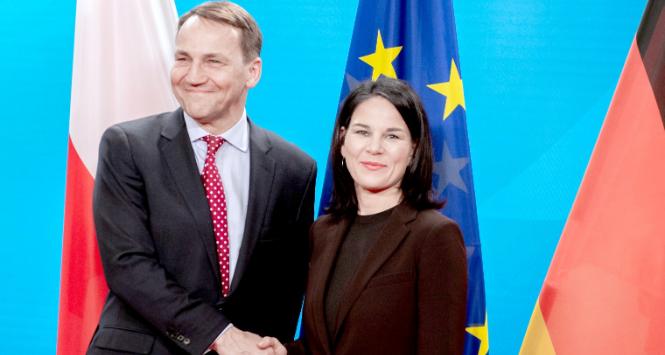 Radosław Sikorski z szefową niemieckiej dyplomacji Annaleną Baerbock, Berlin, 30 stycznia 2024 r.