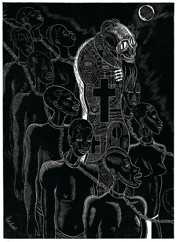 „Wudu na Haiti” – drzeworyt Richarda Loederera (1940).