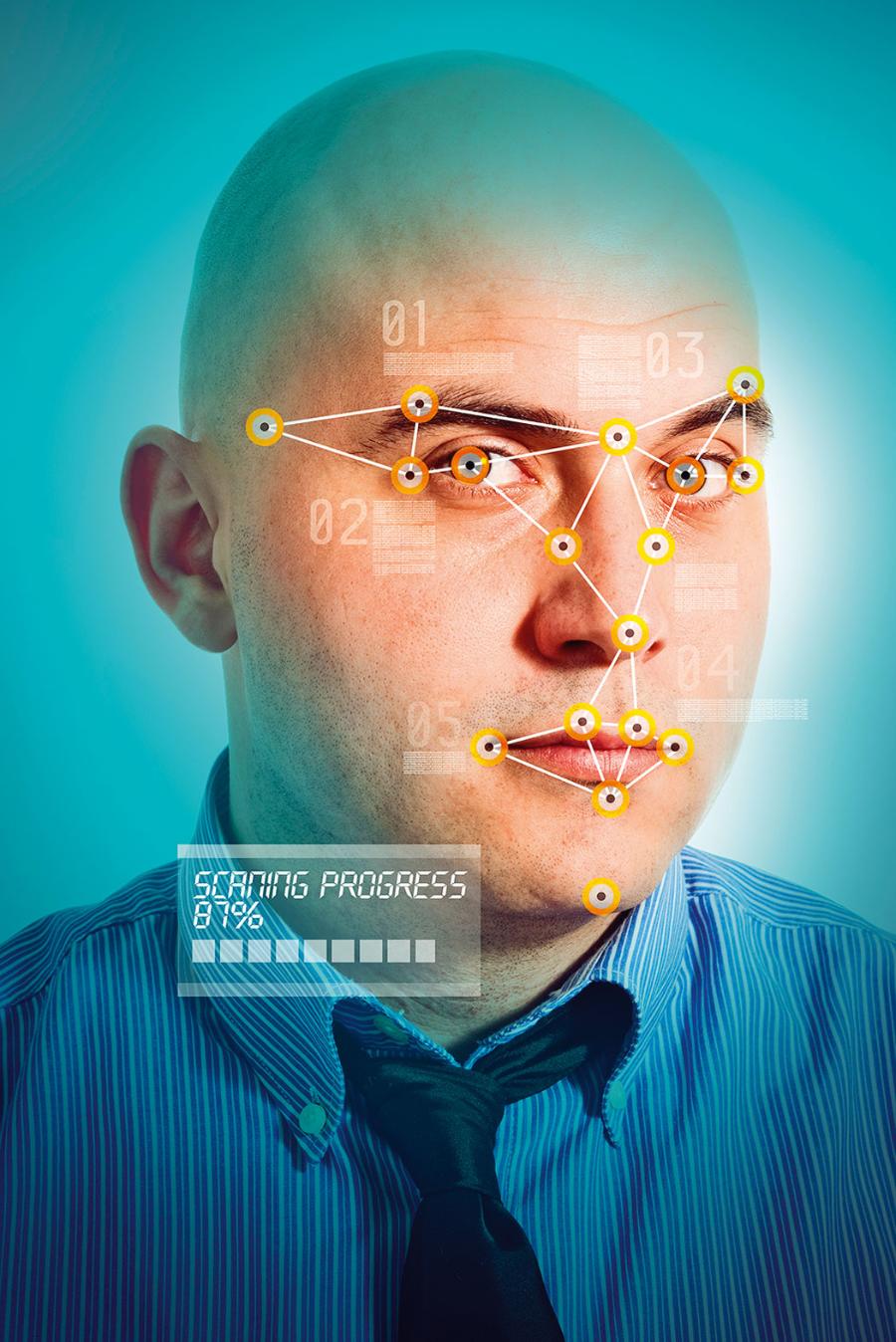 System rozpoznawania twarzy analizuje położenie charakterystycznych jej punktów.