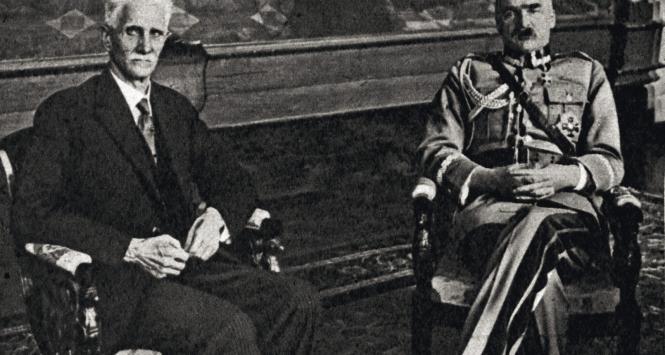 Premier Tymczasowego Rządu Ludowego Republiki Polskiej Ignacy Daszyński i Józef Piłsudski.